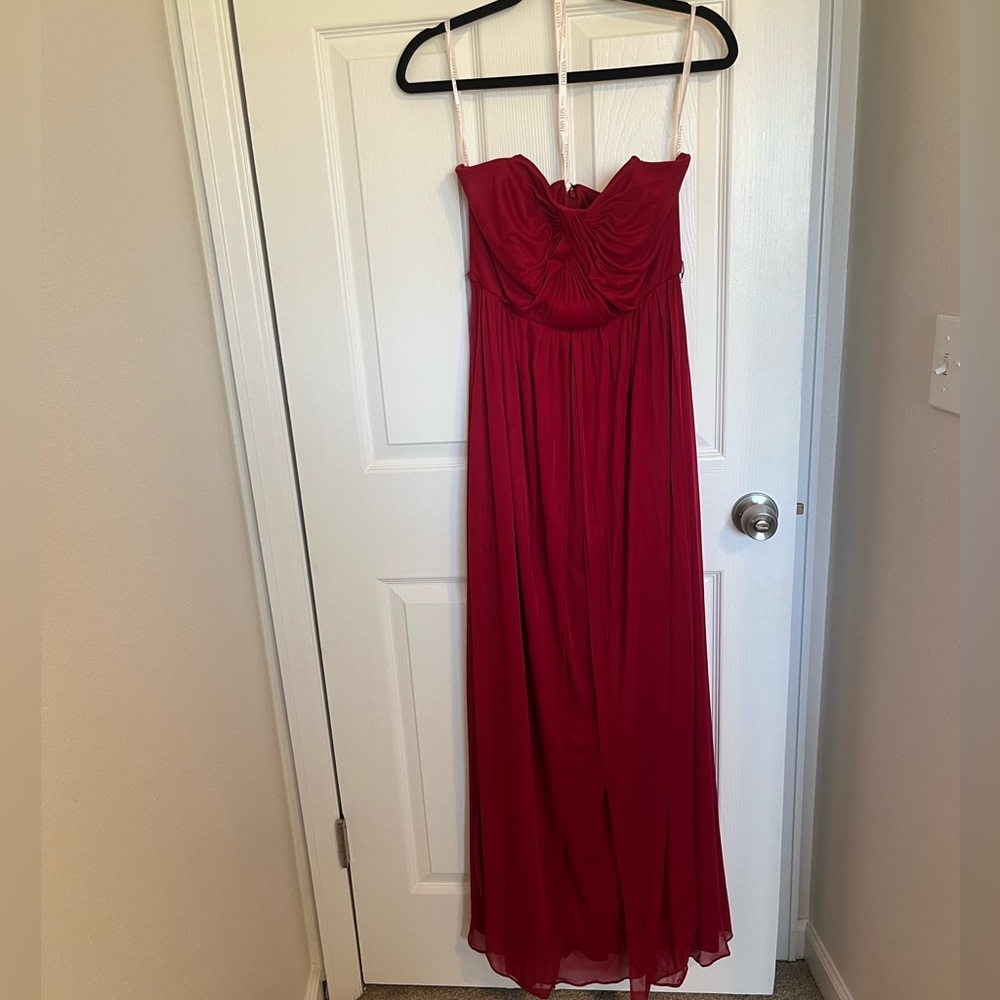 David’s Bridal Red Bridesmaid Dress with extra panels for multiple looks size 8